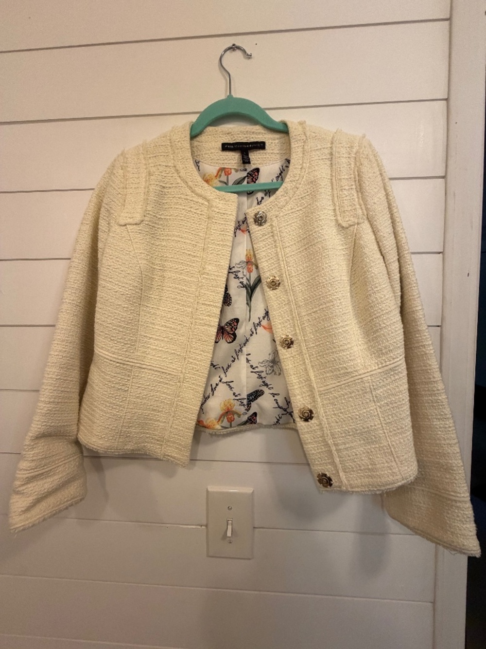 White House Black Market Cropped Blazer Style Cream Jacket 4